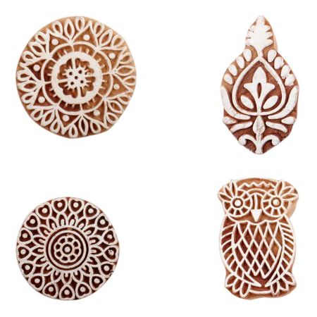 Set of 4 Piece New Mix Wooden Printing Block